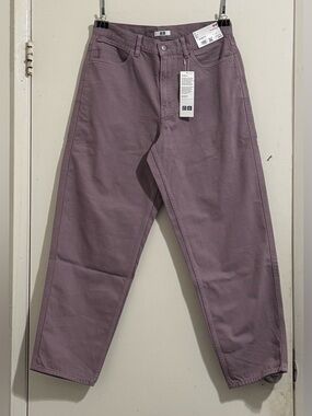 Uniqlo Wide Fit Color Jeans Purple Men's 32Wx29L Loose Fit Tapered Silhouete NWT